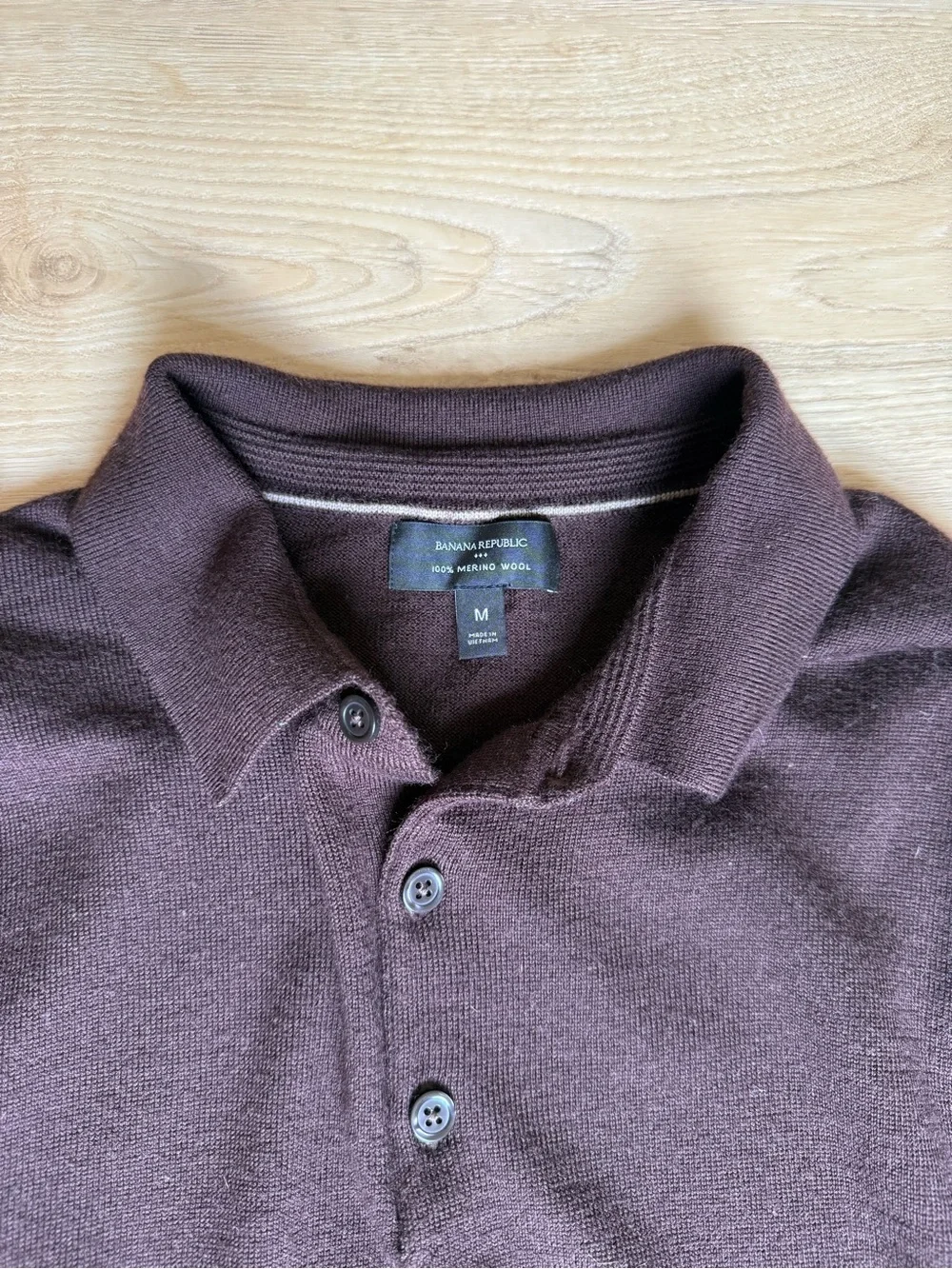 Banana Republic Dark Brown Long-Sleeve Polo